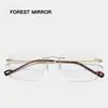 Gafas de Prescripción Sin Montura de Titanio Puro con Bordes Cortados Estilo Jin Dong para Hombres, Modernas y Adecuadas para Hombres de Negocios, con Montura de Alambre Dorado