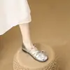 Zapatos Mary Jane Plateados Franceses para Mujer 2025 Nuevo Estilo Británico Retro Moño Punta Redonda Suela Suave Zapatos de Ballet