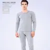 Ropa de Otoño y Pantalones para Hombres de Mediana Edad y Mayores Traje de Suéter de Algodón Puro Amigable con la Piel Delgado Talla Grande Cuello Redondo Ropa Interior Térmica Básica