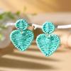 Aretes Tejidos de Ratan Estilo Vacacional Bohemio para Mujer, Diseño Nicho Ins, Hermosos Aretes Coloridos, Venta al por Mayor de Moda