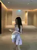 Vestido de Punto Morado para Mujer, Nuevo Estilo de Verano, Elegante y Favorecedor, Sensación de Alta Gama, Vestido Corto Camisola Ceñidor de Cintura Petite