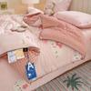 Edredom Floral de Algodão Puro Estilo Coreano Lavável à Máquina, Espessado para Aquecimento na Primavera e Outono, Conjunto de Cama de Algodão Puro de Três Peças