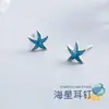 Pendientes de Plata de Ley S925 Fangxing de Estrella de Mar Colgante para Mujer Moda Personalizados Clásicos Marinos Simples Azules Pendientes Versátiles