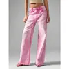 Nuevo modelo transfronterizo, ropa de mujer talla estándar, jeans rectos rosa lavado, modernos y casuales, estilo simple, elástico