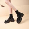 Zapatos Pequeños de Cuero para Mujer con Hebilla Metálica Estilo Británico Nuevos Primavera 2026 Mocasines Versátiles de Ponerse Fácil Suela Gruesa Zapatos de Vestir Individuales Estilo Francés