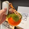 Mini llavero colgante de piel de conejo Rex real con forma de caqui pequeño para coche, bola de peluche, para mochila escolar, regalo