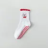 Calcetines de Yoga Blancos para Mujer Fitness Danza Pilates Calcetines de Media Pantorrilla Celebridad de Internet Cereza Profesionales Antideslizantes para Suelo Deportivo