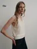 Venta de liquidación: Chaleco de Punto Ligero y Transpirable sin Mangas para Mujer, Top Casual de Cuello en V de Hombro Ancho de Lyocell