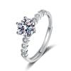 Anel de moissanite de simulação ao vivo vermelho de mão rápida transfronteiriça net 1 quilate seis garras anel de casamento fábrica atacado