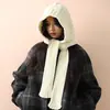 Gorro-Bufanda Trenzado Grande con Capucha Inspirado en Celebridades con Protección Integrada para el Cuello, Gorro de Invierno Cálido de Moda