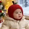 Sombrero de Manzana~ Caliente Gorro para Bebé, Gorro Rojo de Año Nuevo, Gorro Protector de Orejas para Niños y Niñas, Imprescindible para Bebés Pequeños al Salir en Invierno