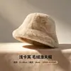 Nuevo sombrero de cubo de pelo sintético de visón para mujer, estilo coreano, casual y versátil, con un forro cálido y grueso de pelo sintético de conejo