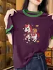 Camiseta Estilosa e Jovem Estilo Coreano de Manga Curta para Mulheres, Novo Design de Verão 2026 com Color-Blocking Gola Redonda Camiseta Básica
