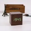 Reloj de Madera LED Multifuncional de Moda, Reloj Despertador Digital Perezoso Cuadrado Negro con Grano de Madera Silencioso Controlado por Voz Inteligente
