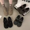 Zapatos de mujer Mary Jane de una tira, escotados, de suela plana, con hebilla, de terciopelo, retro, 2026, puntera cuadrada, suela blanda, versátiles, nuevos, de lunares