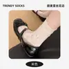 Calcetines Blancos de Encaje con Volantes para Mujer, Calcetines Finos de Verano hasta la Mitad de la Pantorrilla, Calcetines Dulces de Malla Transpirables de Seda de Hielo