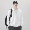 Camiseta de Manga Longa para Homens, Moletom Pesado de Gola Redonda Cor Sólida, Solta e Versátil, Camada Base Outono 2026