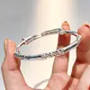 Pulseira de Gipsófila e Abacaxi para Bebê Estilo Étnico Feminino Relatório de Bambu Pulseira Segura de Cobre Branco Ajuste de Puxar e Empurrar Pulseira de Sentido Avançado