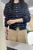 Chaqueta Cardigan de Punto Rayada de Gama Alta para Mujer, Suéter Popular, Nueva Prenda Exterior Coreana Chic para Otoño e Invierno