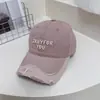 Boné de Baseball Desgastado com Bordado de Letras para Mulheres, Aba Larga Estilo Americano, Sensação de Alto Padrão, Rosto Largo, Circunferência da Cabeça Grande, Coroa Profunda
