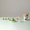 Ino Kiyosong Lindo Conejo Brote Verde Set de Té Kung Fu - Una Tetera y Cuatro Tazas, Vajilla de Té Pintada a Mano de Alta Gama, Regalo de Negocios