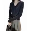 Tejido acanalado de rayón de 260 g 92% viscosa 8% elastano/manga larga para mujer, versátil para otoño, ajuste ceñido, camiseta base, top interior