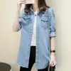 Foto Real de Nueva Camisa de Mezclilla para Mujer de Primavera y Otoño, Manga Larga, Estilo Universitario, Corte Delgado, Versión Coreana, Camisa Versátil, Venta al por Mayor 1688