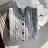 Nuevo Cárdigan de Punto Trenzado Otoño e Invierno Estilo Universitario Clásico Cuello Redondo Hilo Retorcido Cárdigan 100% Lana Merino Top Adelgazante Ropa de Abrigo