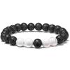 Modelo Par Europeu e Americano Pedra Natural Olho de Tigre Ágata Negra Fosca Pedra Vulcânica Contas de Buda Pulseira Pulseira Tecida à Mão