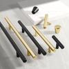 Puxador de Porta de Armário Dourado Simples Moderno Americano Preto Liga de Alumínio Puxador de Porta de Armário de Gaveta Acessórios de Ferragens Atacado