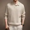 Suéter de punto jacquard de manga larga de alta gama para hombre, estilo "old money" americano, nuevo top holgado con cuello de gaviota para otoño 2026