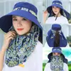 Chapéu de Sol Feminino Estilo Coreano Aba Larga Protetor Solar Chapéu Fresco Outdoor Bicicleta Proteção Facial Máscara UV Chapéu de Colher Chá