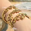 Pulseira Retrô em Relevo de Animal Marinho Oumaka para Mulheres, Pulseira Aberta Larga de Aço Inoxidável de Luxo Discreto