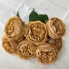 7 Cabezas Rosa de Rafia con Borde Quemado Estilo Ins Adornos de Decoración para Dormitorio Flores Artificiales Tela Cepillada Ramo de Rosas con Borde Quemado Venta al por Mayor