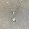 Collar de Estrella para Mujer Retro Dulce Cool Cadena Superpuesta Doble Capa Estrella de Cinco Puntas Cadena Clavicular y2k Milenio Acero Inoxidable Cadena Vigorosa