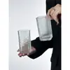 Taza de Café con Rayas Simples de Vidrio para Hielo, Americano, Latte, Taza para Jugo, Taza para Bebida Fría, Taza para Leche de Hogar, Vaso para Agua