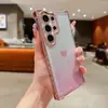 Funda de teléfono móvil a prueba de caídas de cuatro esquinas electrochapada para Samsung S24ULTRA love glitter S23 funda suave A55 agujero fino A54