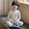 Pijama para niños, conjunto de ropa de otoño para bebé y pantalones, ropa térmica de algodón para otoño e invierno, de manga larga y pantalón largo para niñas, ropa de casa de dibujos animados para niños