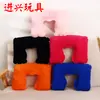 Almohada inflable de flocado de PVC almohada multifuncional para viajes oficina siesta tipo U almohada para el cuello venta al por mayor