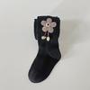 Primavera e Outono Meninas Lado Pingente de Flor de Cinco Pétalas Meia-calça Média-espessura Leggings Infantis Roupa Calças Femininas Combina com Tudo