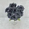 Flor de simulação flor de rosa artificial 9 cabeças buquê de rosa com diamante simulação com folhas decoração de casamento decoração de casa flor artificial