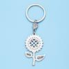 Llavero de acero inoxidable con diseño de girasol y flor para el Día de la Madre, con forma de corazón, para niños y niñas, con forma de beso