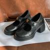 Zapatos Mary Jane con Aumento de Altura Interior para Mujer con Velcro Boca Baja Suela Gruesa Zapatos Pequeños para Viajar Zapatos Pequeños de Cuero Talla Pequeña 323334