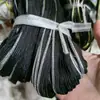 Borde de cinturón de seda negra dorada con borde de hilo de plata ribete para cojín ropa