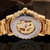 Reloj Mecánico Semi-Automático Hueco Casual de Moda para Hombre Winner Venta al por Mayor Colores Dorado y Plateado Disponibles