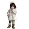Chaqueta Infantil Cálida Estilo Otoño/Invierno para Niños y Niñas Sudadera con Capucha Forrada de Polar Estilo Coreano Conjunto Lindo