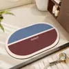 Tapete de Chão Geométrico Azul e Roxo de Lama de Diatomáceas com Borracha Natural, Absorvente de Água e Antiderrapante, Resistente a Manchas e Desgaste