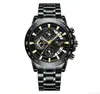 Dizhi Moda Guerrero Negro Banda de Acero Reloj para Hombre Moda Multifuncional Luminoso Impermeable Estilo de Negocios Reloj de Cuarzo Venta al por Mayor