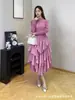 Novo Vestido Plissado de Outono Europeu e Americano de Tamanho Grande com Babados de Alta Qualidade Miyake Miyake