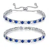 Conjunto de Pulseiras de Zircônia de Cor Secundária Mais Vendido Atravessando Fronteiras Combinação Cheia de Diamantes e Banhado a Ouro Branco Design Moderno Pulseira Tennis Pulseira